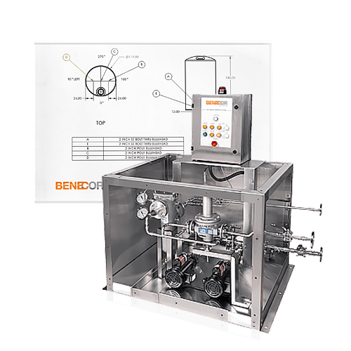 A machine with a DEF Engineering Custom Products | Fast Fill Systems machine and a drawing on it.