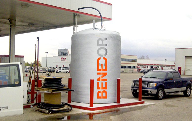 A BENECOR cold-weather island bulk tank