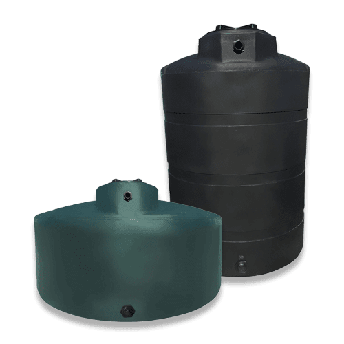 Two water tanks on a black background.